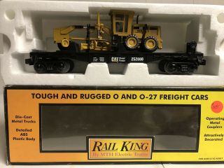 Mth Rail King 30 - 7673 Caterpillar Flatcar Road Grader O Gauge