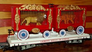 Bachmann Emmett Kelly,  Jr.  Circus G Scale Flatcar With Caged Tiger And Lion