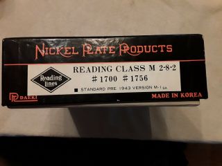 Box Only.  Nickle Plate Products Reading Lines M 2 - 8 - 2 1700 & 1756 Box Only