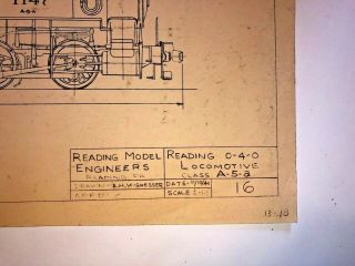 Ed Wiswesser Reading Model Engineer Scale Drawing READING 0 - 4 - 0 Steam Locomotive 2