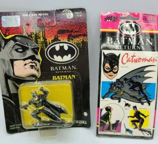 1992 Ertl Batman Returns Die Cast Metal Figure Batman Plus Sticker Sheets
