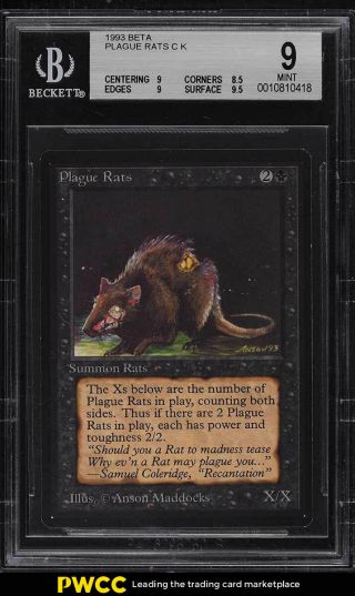 1993 Magic The Gathering Mtg Beta Plague Rats C K Bgs 9