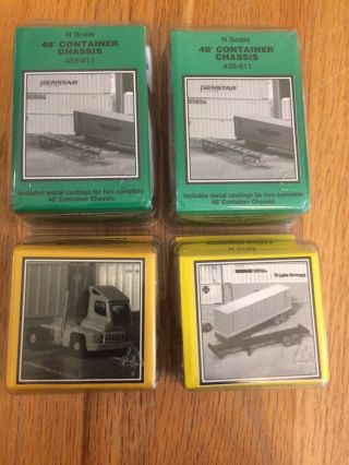 N - Scale,  Four Magnuson Models Kits - Container Chassis Trailers And Yard Tractor