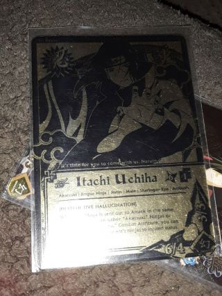 Naruto Card Itachi Uchiha Rare Black & Gold Foil 737 Ccg Tcg Moderate Play