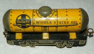 Vintage Marx O Scale Model Railroad 533 Santa Fe Middle States Oil Tank Train