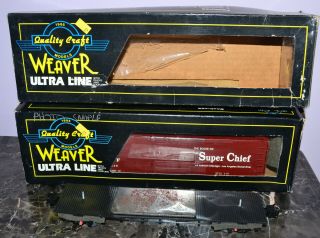 O Gauge Train Weaver Ultra Line Sf Chief Boxcar & Flatcar Incomplete