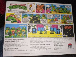 Teenage Mutant Ninja Turtles Coming Out Of Their Shells Tour Pizza Hut Placemat