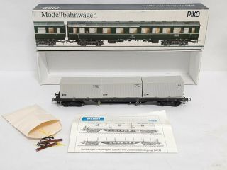 Piko 5/6419/015 Flat Car W/ Container Load Ho Gauge Cond Orig Box
