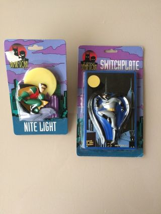 The Adventures Of Batman And Robin Night Light & Switchplate Vintage 1994 Nip