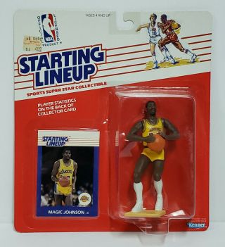 Magic Johnson L.  A.  Lakers Starting Lineup Slu 1988 Nba Rookie Figure & Card