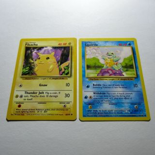 4 Pokemon TCG Cards Vintage 1990s Bulbasaur Squirtle Charmander Pikachu 2