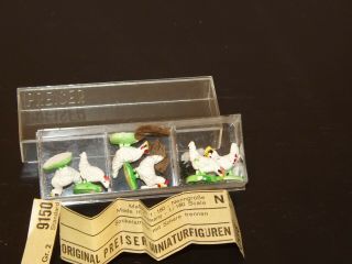 Preiser Ho Miniatures 6 Chicken Figures 1/90 Scale 9150 Germany