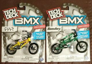 Tech Deck Bmx Finger Bikes Series 12 Sunday Green/black & Cult Yellow/black