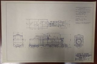 Vtg 1972 John Derr Model Railroad Blueprint Drawing Bridgton Harrison Engine 5