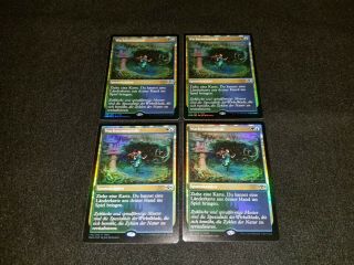 Mtg 4x Fnm Promo Multicolor Common Nm German Foil Growth Spiral Ships W/ Track