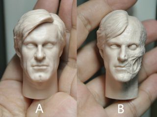 Unpainted 1/6 Two Face Aaron Eckhart Head Sculpt The Dark Knight Fit 12  Body