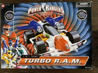 Rare Vintage Bandai Power Rangers 7 In 1 Turbo Ram Robotic Arsenal Mobilizer Box