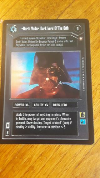Star Wars Ccg Special Edition Darth Vader,  Dark Lord Of The Sith Rare Swccg