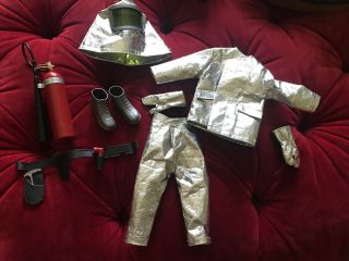 1960s Hasbro Gi Joe Crash Crew Silver Fire Suit,  Shoes,  Belt And Extinguisher