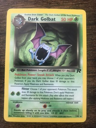 Pokemon Team Rocket 7/82 1st Edition Dark Golbat Holo Amazing/mint