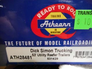Athearn HO Scale Dick Simon Trucking 53 ' Utility Reefer Trailer 531429 2