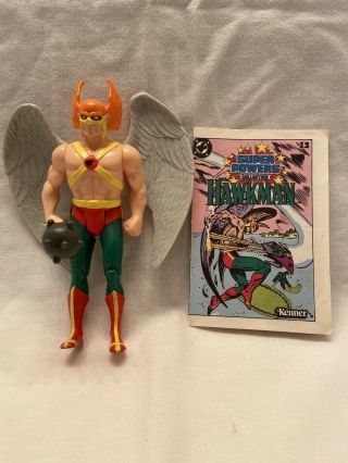 Vintage 1984 Kenner Dc Powers Hawkman Action Figure W Comic