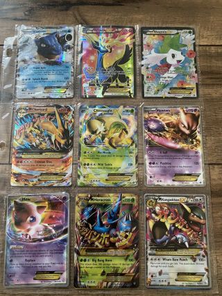 Sleeve Of 9 Rare Pokemon Cards 3 Megas And 6 Ex’s