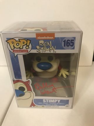 Funko Pop Animation Nickelodeon Ren And Stimpy 165 Stimpy Signed By Billy West