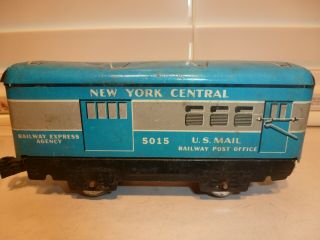 Marx O - Gauge Train 4 - Wheel Tin 5015 Nyc Blue Mail Car