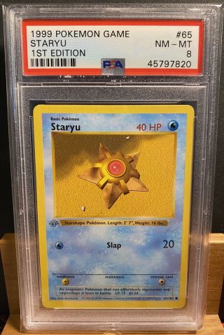 1999 Pokemon 65 Staryu - 1st Edition Base Set Grey Stamp - Nm - Mt Psa 8