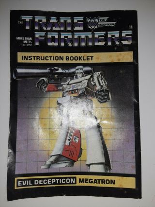 Transformers G1 Megatron Instruction Booklet
