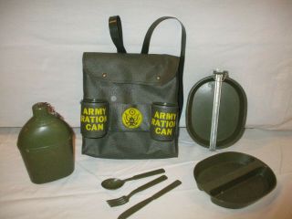 1960s Remco Child Size U.  S.  Military Field Pack,  Mess Kit & Canteen