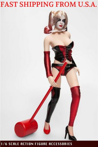1/6 Suicide Squad Harley Quinn Female Joker Head Clothing Set For 12 " Figure Usa