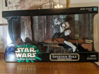 " Star Wars " Year 2000 By Hasbro " Speeder Bike " With Scout Trooper Power Force