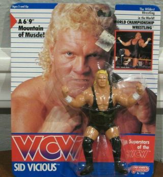 Galoob 1990 Wcw Wrestling " Sid Vicious " Action Figure Toy - Us Card - Moc