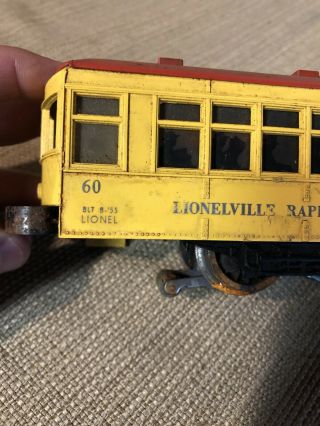 Postwar Lionel Lionelville Rapid Transit Trolly 60 Parts Or Restoration 3