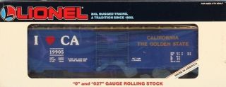 Lionel O Gauge O27 I Love California 19905 The Colden State Boxcar 6 - 19905u