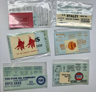 O Scale 6 Packs Walthers Assorted Decals Tank Cars