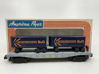 American Flyer 4 - 9000 S Scale Baltimore & Ohio Flatcar W/trailers Ex/box