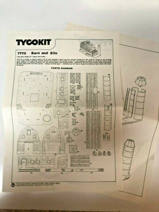 Vintage Tyco Kit 7770 Barn & Silo Plastic Building Structure HO 1/87 Scale Open 3