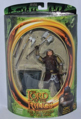 Lord Of The Rings Gimli Fellowship Of The Rings Action Figure W/ Axe That Swings