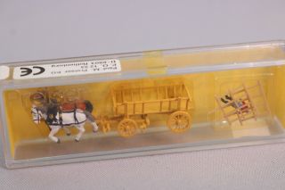 Zh683 Preiser Train Figurine N 9476 Charrette Attelee Leiterwagen Rack Wagon