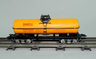 Marx Trains 0/027 8 - Wheel Shell Oil Tanker 652 Tin Litho Vintage 1946