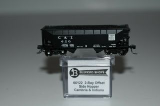 N Scale Bluford 66122 Cambria & Indiana 2 - Bay Hopper With Load 620 C16052