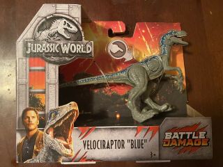 Jurassic World Battle Damage Velociraptor Blue Dinosaur Raptor