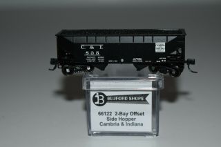 N Scale Bluford 66122 Cambria & Indiana 2 - Bay Hopper With Load 835 C16056