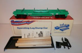 Lionel O Gauge Penn Central Operating Log Dump Car 6 - 9300