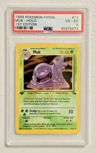 1999 Pokemon Fossil 1st Edition Muk Holo 13/62 – Psa 4 (vg - Ex)