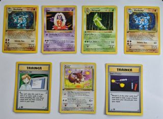 1st Edition Pokemon Cards: Machamp Holo 8/102 (x2),  Jynx,  Metapod,  Eevee & More
