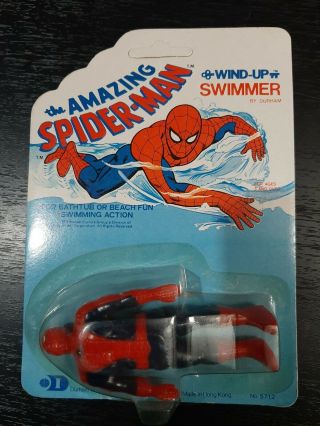 1979 Spider - Man Wind Up Swimmer Durham Action Figure Marvel Unpunched